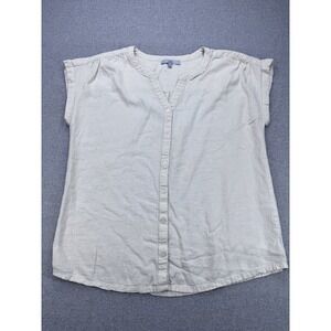 Choice Essentials Linen Blend Sleeveless Top Womens 40 Ecru Lagenlook‎ Boxy